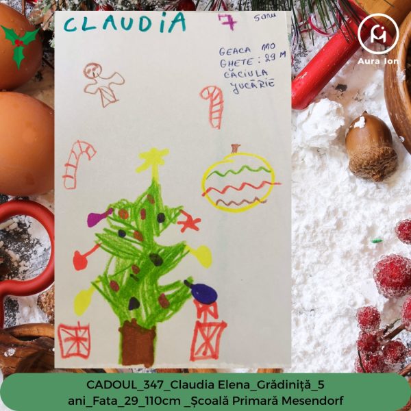 CADOUL_347_Claudia Elena_GRADINITA_5 ani_Fata_29_110cm _Școală Primară Mesendorf