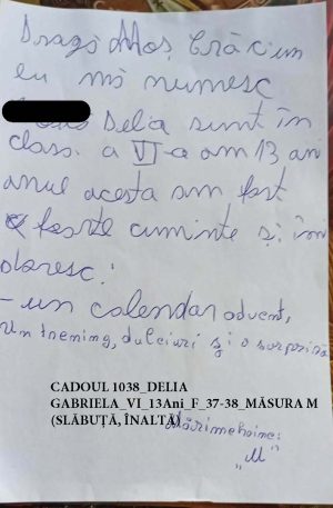 CADOUL 1038_DELIA GABRIELA_VI_13Ani_F_37-38_MĂSURA M (SLĂBUȚĂ, ÎNALTĂ)