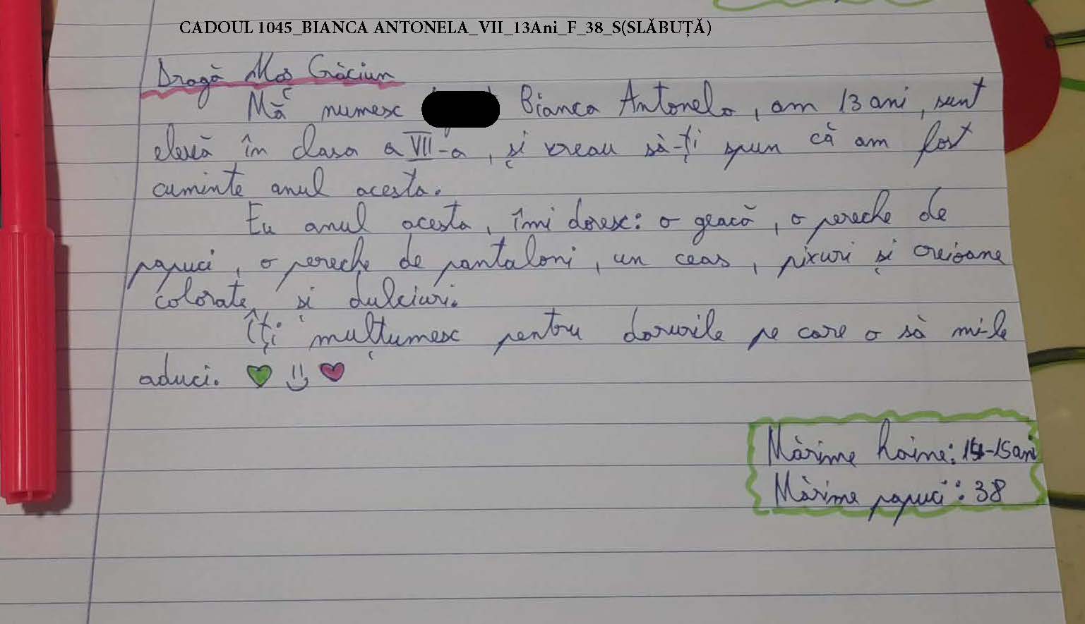 CADOUL 1045_BIANCA ANTONELA_VII_13Ani_F_38_S(SLĂBUȚĂ)